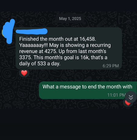 Recurring revenue recap: finished the month at 16,458